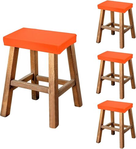 uxcell Bar Stool Cover Rectangle, Stretch Washable Saddle Counter Vanity Barstool Slipcover Seat Cushion Protector with Elastic Band for Wooden Metal Bench Chair(Red, 2Pcs) in Saudi Arabia