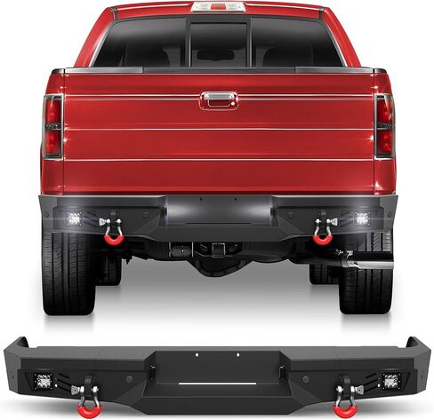 F150 Bumper Set for 2009-2014 Ford F150 Pickup, w/Winch Plate, LED Lights, D-rings and License Plate Bracket (Excluding Raptor) in Kuwait