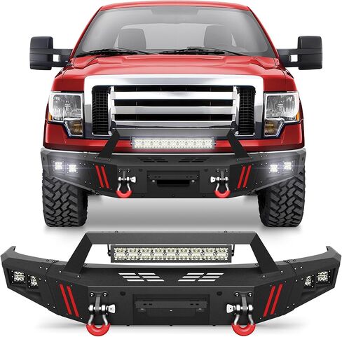 F150 Bumper Set for 2009-2014 Ford F150 Pickup, w/Winch Plate, LED Lights, D-rings and License Plate Bracket (Excluding Raptor) in Kuwait