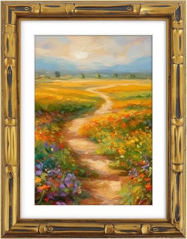 Golden State Art, 11x14 Picture Frame Gold - Solid Wood with Vintage Bamboo Design - 14x11 Matted to 8x10 Photo - Real Glass - Wall Decor Display in Saudi Arabia