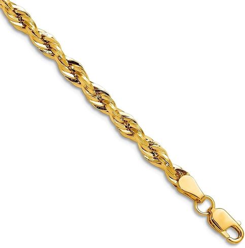 JewelryWeb 10K الذهب الأصفر 3.5 مم نصف سوار سلسلة حبل الحبل الصلب in Kuwait