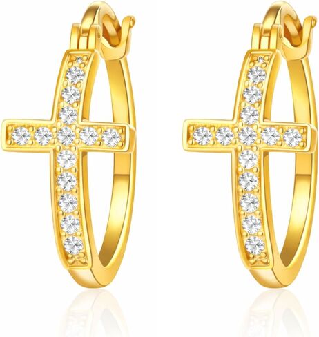 Cross Hoop Cubic Zirconia Earrings Ginger Lyne Collection in Saudi Arabia