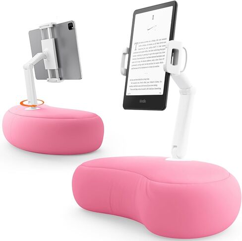 Saiji Kindle Pillow Stand - حامل iPad المغناطيسي متوافق مع Kindle و Tablet و iPad و iPhone و 360 ° Tablet Salder للسرير مع وسادة مريحة وذراع مزدوج المفصل ، 2 صفائح مغناطيسية مجانية (رمادي) in Kuwait