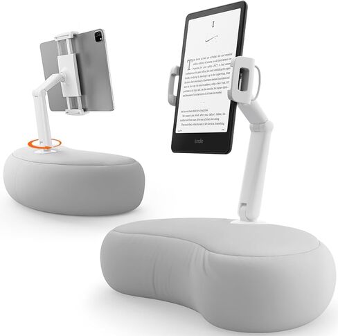 Saiji Kindle Pillow Stand - حامل iPad المغناطيسي متوافق مع Kindle و Tablet و iPad و iPhone و 360 ° Tablet Salder للسرير مع وسادة مريحة وذراع مزدوج المفصل ، 2 صفائح مغناطيسية مجانية (رمادي) in Kuwait