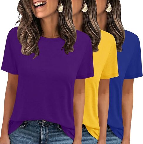 Lookface 3 Pack Womens Basic Tirts Summer Tops 2025 Short Sleeve Tees Comfy Discal Vacationals in Saudi Arabia