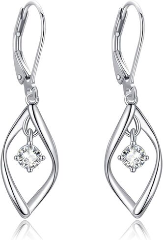 GEHN Moissanite Earrings 925 Sterling Silver Moissanite Hoop Huggie Leverback Earrings Round Cut Gemstone Jewelry Gifts for Women in Kuwait