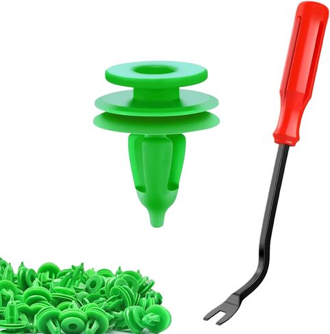 100PCS Door Panel Retainer Clips, Fender Liner Clip, 8mm Retainer Trim Bumper Push Fasteners with Removal Tool, 6503204 Plastic Rivet Clips Compatible with Chrysler Jeep Dodge in Saudi Arabia