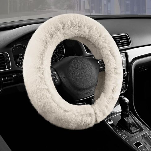 Road Comforts Steering Wheel Cover, Fluffy Car Wheel Covers for Women/Girls/Ladies，Soft Wool Fur Steering Wheel Protector, Universal 14 1/2 inches to 15 inches - Blue in Kuwait