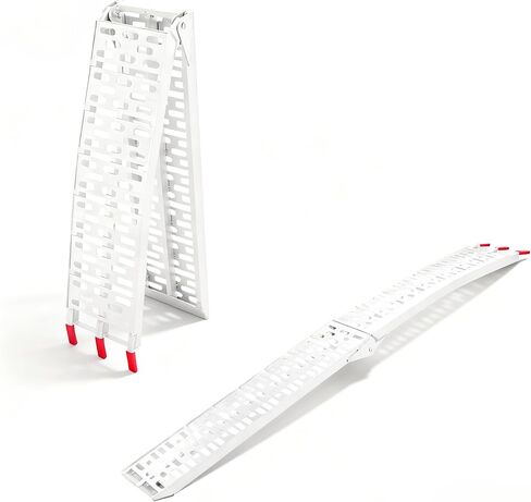 Tuffiom 7ft Aluminium Truck Ramps 1500 رطل ، 2pcs قابلة للطي Ramps ATV لسرير الشاحنات الصغيرة ، منحدر مقطورة مع أحزمة تحميل للدراجة UTV/دراجة نارية/جزازة الأوساخ/الأوساخ ， خفيفة الوزن ومحمولة in Kuwait