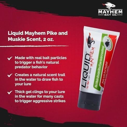 السائل Mayhem Pike & Musky Fish Assocant Gel 60 ML / 2 Oz · 60 استخدامًا - Bike & Musky Bait & Aminos | هلام طويل يدوم للأشعة فوق البنفسجية-جميع أنواع الإغراء in Saudi Arabia