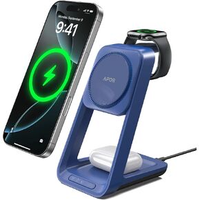 3 في 1 محطة شحن لـ iPhone ، Magsafe Wireless Charger مع مروحة التبريد لـ iPhone 16 15 14 13 12 Series & Apple Watch Charger 10/Ultra 2 ، محطة الشحن اللاسلكية لـ AirPods 4/3/Pro/Pro 2 in Kuwait