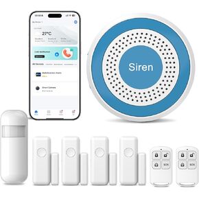 WiFi Door Alarm System, Wireless Alarm System 20 Piece Kit with Phone APP Alert Alarm Siren Door Window Sensor Motion Sensor Compatible with Alexa No Contract Ideal for Home, Garage, Apartment in Kuwait