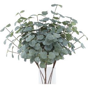 6pcs Artificial Eucalyptus Stems,16in Faux Silk Silver Dollars Eucalyptus Fake Greenery Plants for Home Party Wedding Decorations (Green) in Saudi Arabia