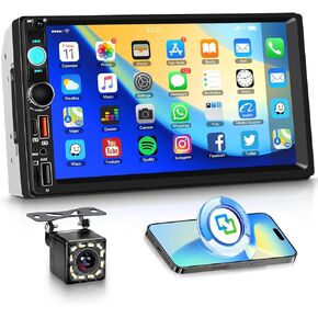 7 بوصة ستيريو ديرين دي الدين الراديو اللاسلكي Carplay Android Auto Touch Screen Bluetooth Mirror Link USB SD FM Multimedia Radio with Touring Wheel Control View View Camera Audio Care Audio in Kuwait
