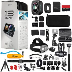 GoPro HERO13 (Hero 13) in Polar White - Waterproof Action Camera with 5.3K HDR Video, 27MP Photos, 1/1.9" Image Sensor, Live Streaming, Webcam + 64GB Card & 50 Piece Accessory Kit - Bundle in Saudi Arabia