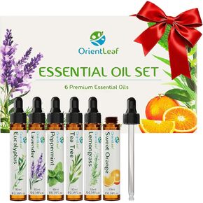 Essential Oils Set for Diffusers, Humidifiers with Glass Dropper, Aromatherapy Gifts for Women, Lavender, Eucalyptus, Lemongrass, Sweet Orange, Peppermint, Tea Tree (6x10ml) in Saudi Arabia