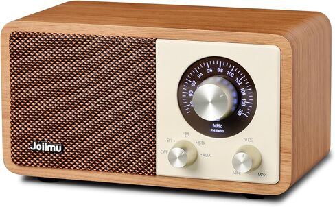 مكبر صوت بلوتوث Radio Vintage ، 2600 مللي أمبير في الساعة راديو معاد شحنه مع هوائي FM مدمج للمطبخ المنزلي وغرفة المعيشة مع مقبض دوار in Saudi Arabia