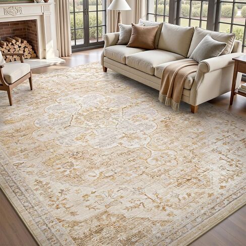 tchdio Front Door Mat Indoor Entrance 2x3 Vintage Beige Rugs for Entryway-Non Slip Washable Runner Rug-Soft Small Area Rug Low Pile-Throw Rugs for Living Room, Kitchen, Bedroom in Saudi Arabia