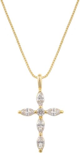 قلادة النساء القلادة الذهب قلادة 18K/14K مطلي بأحجار الكريمة المتلألئة ، وسلسلة قابلة للتعديل 16 "-18" ، هدية مجوهرات كل يوم لذيذ لعيد الميلاد ، المعمودية ، الذكرى السنوية (بوكس) in Kuwait