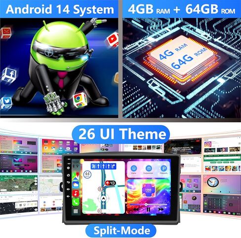 Android 14 Car Radio for Toyota Sienna 2011 2012 2013 ، 9 بوصة من شاشة IPS Stereo مع Carplay Android Auto WiFi Bluetooth GPS Navigation Touch Head Unit 【4+64GB】 in Kuwait