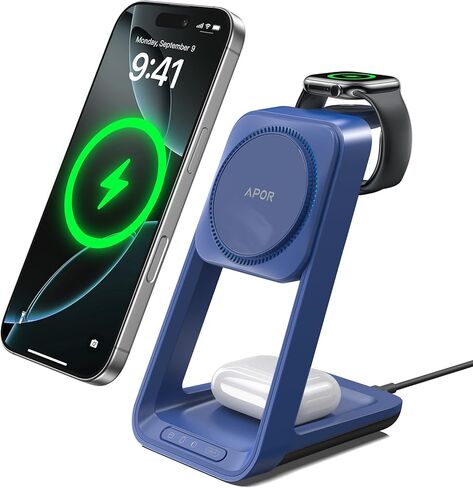 3 في 1 محطة شحن لـ iPhone ، Magsafe Wireless Charger مع مروحة التبريد لـ iPhone 16 15 14 13 12 Series & Apple Watch Charger 10/Ultra 2 ، محطة الشحن اللاسلكية لـ AirPods 4/3/Pro/Pro 2 in Kuwait