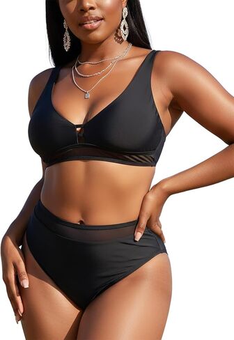 مثلث Ocean Blues Triangle Bikini وضعت عالي الخصر بدلة الاستحمام مثيرة شبكة بيكيني in Saudi Arabia
