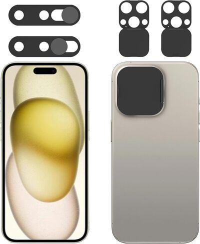 Front Camera Cover Compatible for iPhone 15 Pro/15 Pro Max with Rear Lens Cover,Protect Privacy and Security But Not Affect Facial Recognition（2Pack-2025 Updated Version in Saudi Arabia