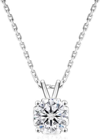 KRKC&CO Moissanite Necklace for Women, 0.5-4CT Lab Grown Sterling Silver Solitaire Heart Pendant, Anniversary Birthday Gift for Wife, Mom Wedding, D Color VVS1, GRA in Saudi Arabia