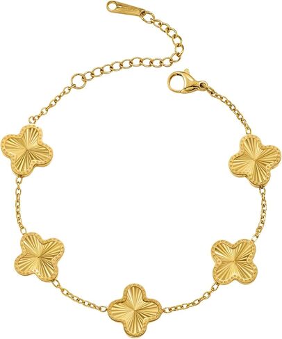 Gold Four Leaf Flower Bracelet for Women | Adjustable Designer Bracelets for Women | Lovely Gift in Saudi Arabia