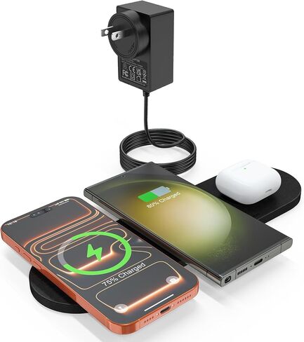 Zealsound Wireless Charger Magnetic 3 في 1 ، محطة شحن لاسلكية قابلة للطي لأجهزة متعددة ، و 15 واط سعة الشاحن مع محول Light Light ومحول 30W لـ iPhone و Apple Watch و Airpods و Home Office Travel in Saudi Arabia