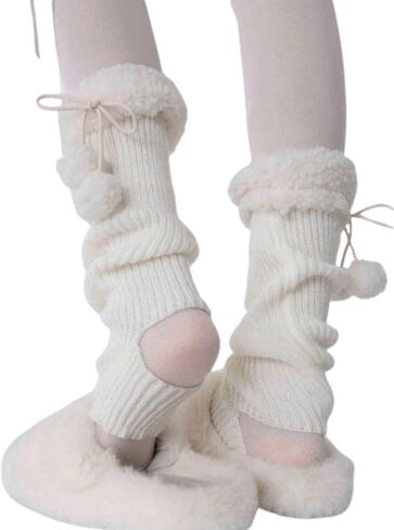 SHENHE Women's Cute Cable Knit Leg Warmers Y2k 80s Dance Kawaii Bow Leg Warms Boot Socks in Saudi Arabia