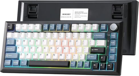 Y75 لوحة المفاتيح الميكانيكية اللاسلكية ، 75 ٪ لوحة مفاتيح مخصصة قابلة للتبديل بنسبة 75 ٪ مع مقبض ، إضاءة خلفية RGB ، مفاتيح مفاتيح ألعاب PBT 2.4 جيجا هرتز/USB-C/BT5.0 (أبيض وأحمر ، مفتاح الحليب) in Kuwait