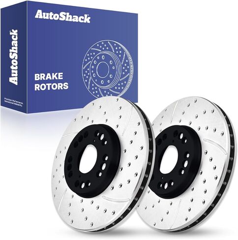 Autoshack Black Hat محفورة ودوارات فرامل متداول في فرامل فرامل أمامية بديلة لوكسوس GS400 SC300 LS400 1992-2000 SC400 1993-2005 GS300 2001-2005 IS300 GS430 2002-2010 SC430 RWD PR41174LR in Saudi Arabia