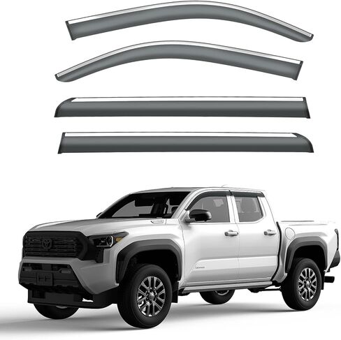 Window Visors Rain Guards Fit for Double Cab Tacoma 2016-2023,Tape-On Rain Guards for Car Windows,Durable PC Material Vent Visors for Cars,Side Window Deflectors for Toyota Tacoma Accessories-4 PCS in Saudi Arabia