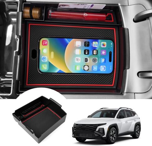 منظم وحدة التحكم في مركز Autorder Center لـ Hyundai Kona 2018-2021 2022 2023 ملحقات Armrest Storage Box Tracher Secondary مع 3 حصيرة ألوان (وليس لـ Kona EV) in Kuwait