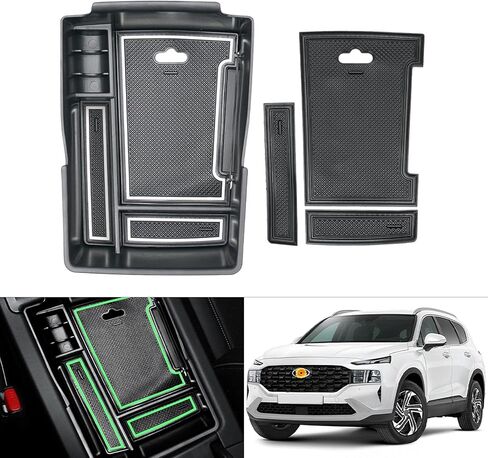 منظم وحدة التحكم في مركز Autorder Center لـ Hyundai Kona 2018-2021 2022 2023 ملحقات Armrest Storage Box Tracher Secondary مع 3 حصيرة ألوان (وليس لـ Kona EV) in Kuwait