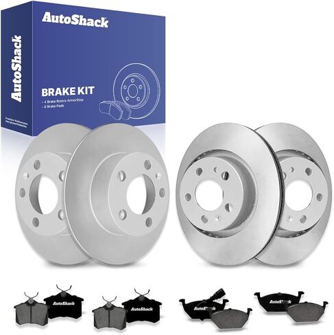 Autoshack Brake Kit Presenting لـ VW Golf City Jetta City Golf 2000-2006 Jetta 2000-2010 Beetle FWD الأمامية الخلفية المحفورة والزنك المغطاة بالزنك المغطاة بالزنك دوارات الفرامل السيراميك Brkpkg040115 in Saudi Arabia