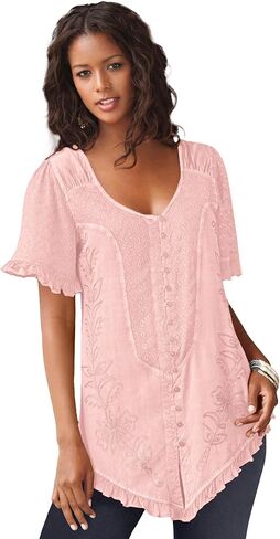 Roaman's Women's Plus Size Acid Wash Tunic in Saudi Arabia