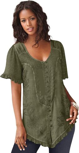 Roaman's Women's Plus Size Acid Wash Tunic in Saudi Arabia