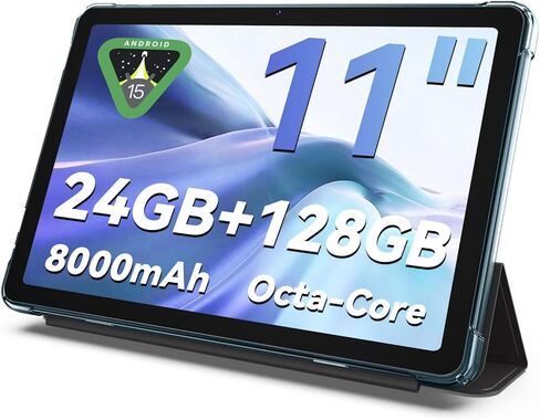 Tablet 11 inch Android 15 Tablets | Octa-core | 12GB RAM+128GB ROM | 8000mAh Tablet with Keyboard | Mouse | Case | Dual Band WiFi | BT 5.0 | GPS | 13 MP Dual Camera in Saudi Arabia