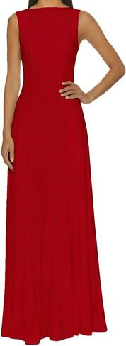 SHESEEWORLD Women's Summer Sleeveless Maxi Dresses Crew Neck High Waisted Cocktail Party Tank Dress in Saudi Arabia