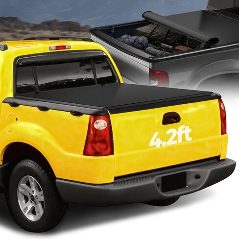 Auto Dynasty Soft Tri-Fold Truck Bed Tonneau Cover Compatible with 2001-2005 Ford Explorer Sport Trac 4.2Ft/50Inch Short Bed, Matte Black Soft Vinyl Top in Saudi Arabia