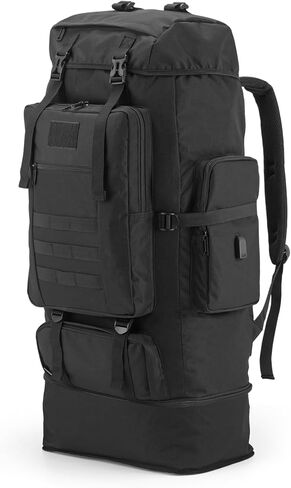 80L Hiking Backpack Camping Travel Daypack Waterproof Adjustable Extra Large Backpack Climbing Trekking Outdoor Sport Bag Molle Rucksack for Men Women (Black) in Saudi Arabia
