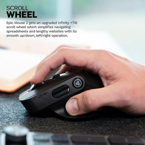 JLab Epic Wireless Mouse 2 ، الاتصال عبر Bluetooth أو USB Wireless Dongle ، تبديل متعدد الأجهزة ، حتى 3 أجهزة ، ملفات تعريف المستخدمين المخصصة ، تتبع قابل للتعديل ، الحجم الكامل ، (حزمة واحدة) in Kuwait