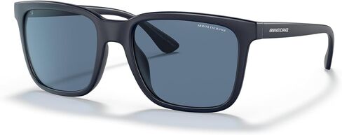 A|X ARMANI EXCHANGE Men's AX4112SU Universal Fit Rectangular Sunglasses, Shiny Transparent Grey/Dark Grey, 55 mm in Kuwait
