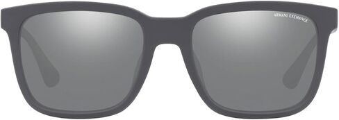 A|X ARMANI EXCHANGE Men's AX4112SU Universal Fit Rectangular Sunglasses, Shiny Transparent Grey/Dark Grey, 55 mm in Kuwait
