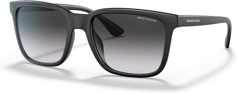 A|X ARMANI EXCHANGE Men's AX4112SU Universal Fit Rectangular Sunglasses, Shiny Transparent Grey/Dark Grey, 55 mm in Kuwait
