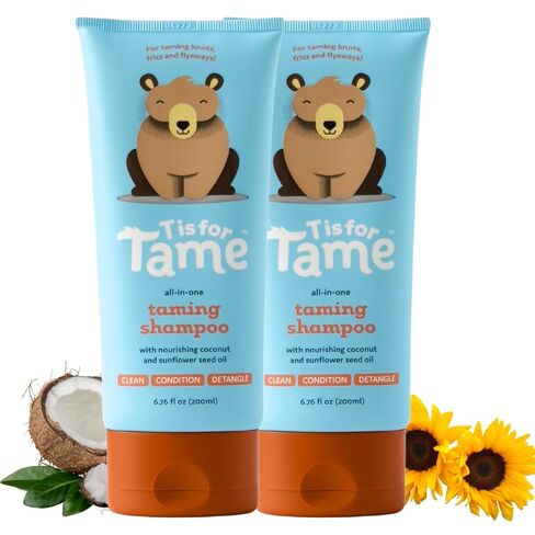 T مخصص لـ Tame Baby Shampoo و Syndyer for turls-مجموعة العناية بالشعر الخالية من الدمعة على الأطفال والأطفال الصغار والأطفال-التحكم الطبيعي في زيت جوز الهند وزيوت عباد الشمس in Kuwait
