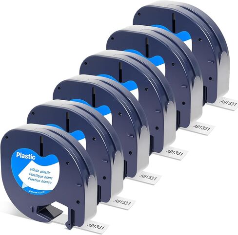 Compatible with Dymo Label Maker Refills 91331 Plastic Label Tape, Replacement for Dymo Letratag Refills, for Letra Tag 100T 100H 200B QX50 Maker, Black on White, 12mm (1/2" x 13'), 3-Pack in Kuwait