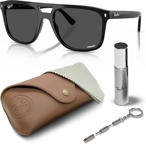 Ray-Ban RB2213CH Chromance squre شكل نظارة شمسية مع حزمة مجموعة النظارات الرسمية in Saudi Arabia